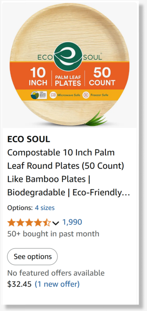 ECO SOUL 200 Count Square Palm Leaf Plates of 6 Inch - Disposable Eco-Friendly Biodegradable Bamboo Plates - Perfect for Parties Catering Weddings & Large Events ECO SOUL 200 Count Square Palm Leaf Plates of 6 Inch - Disposable Eco-Friendly Biodegradable Bamboo Plates - Perfect for Parties Catering Weddings & Large Events