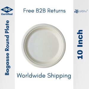 10 Inch Bagasse Round Plate - 500 pieces (25×20)