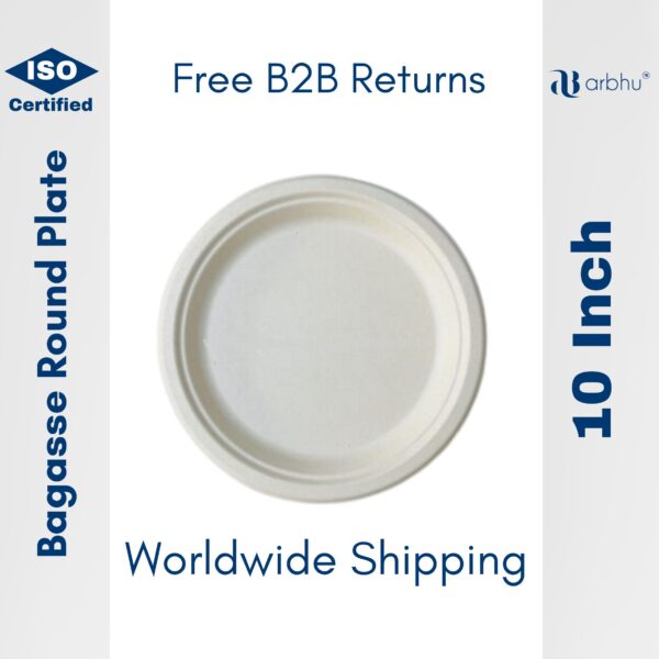 10 Inch Bagasse Round Plate - 500 pieces (25×20)