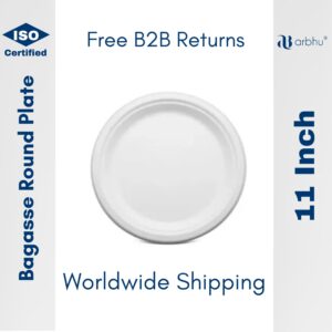 11 inch  bagasse super round plate 4CP- 500 pieces (25×20)
