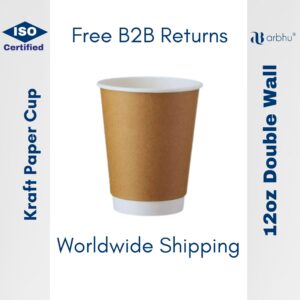 12 Oz Double Wall Compostable paper cups (KRAFT)  - 500pieces (100×5)