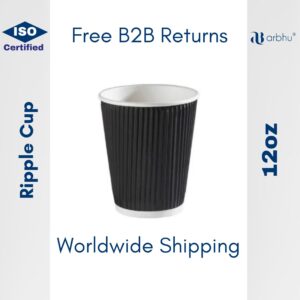 12oz Compostable Ripple Cups (Kraft/Black) - 500pieces (100×5)