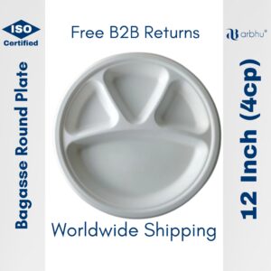 12 inch  bagasse super round plate 4CP- 500 pieces (25×20)