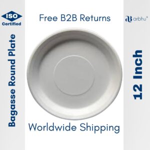 12 inch  bagasse plain super round plate- 500 pieces (25×20)
