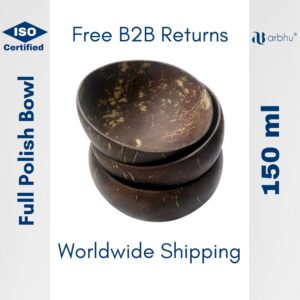 150ml Full polish coconut shell bowl- 75 pieces (1×75)