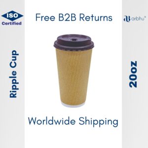 20oz Compostable Ripple Cups (Kraft/Black) - 500pieces (100×5)