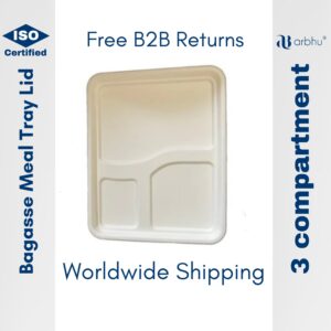 Bagasse 3CP Meal Tray Lid- 500pieces (25×20)