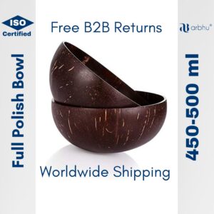450-500ml Full polish coconut shell bowl- 32pieces (1×32)
