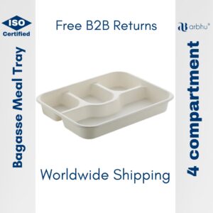 Bagasse 4CP Meal Tray- 500pieces (25×20)