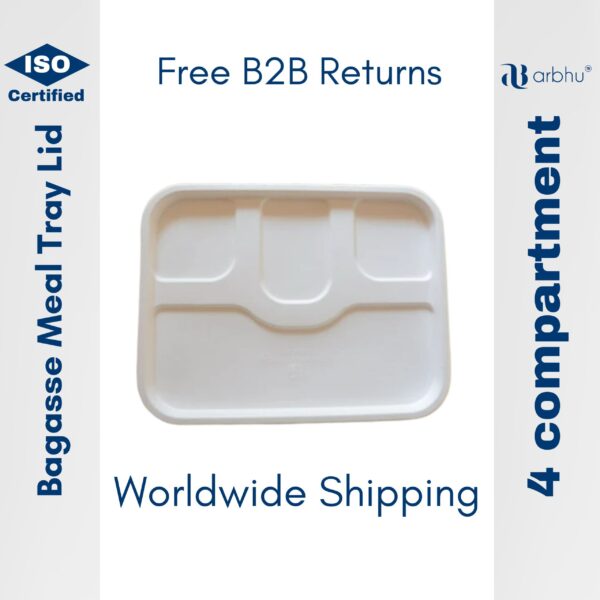 Bagasse 4CP Meal Tray Lid- 500pieces (25×20)