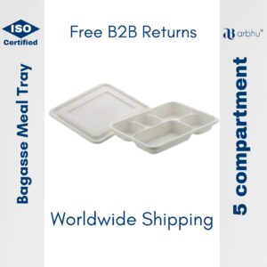 Bagasse 5CP Meal Tray- 1000pieces (25×40)