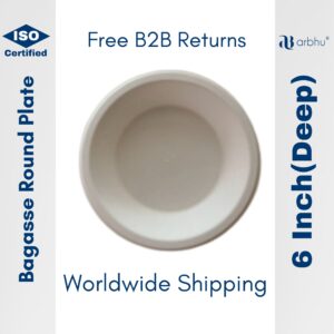 6 Inch Bagasse Round Plate Deep - 1000 pieces (50×20)