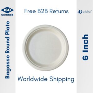 6 Inch Bagasse Round Plate - 1000 pieces (50×20)