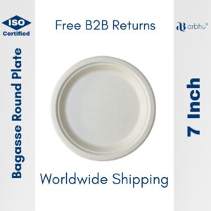 7 Inch Bagasse Round Plate - 1000 pieces (50×20)