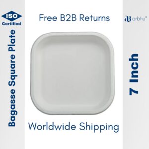 7 Inch Bagasse Square Plate - 1000 pieces (50×20)