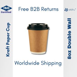 8 Oz Double Wall Compostable paper cups (KRAFT)  - 500pieces (100×5)
