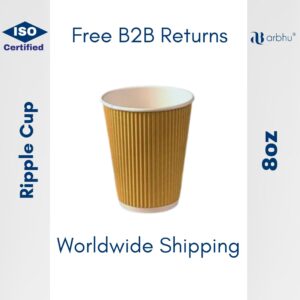 8oz Compostable Ripple Cups (Kraft/Black) - 500pieces (100×5)