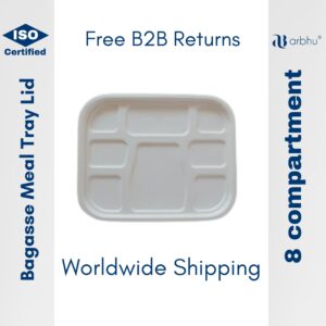 Bagasse 8CP Meal Tray B2B Lid- 500pieces (25×20)