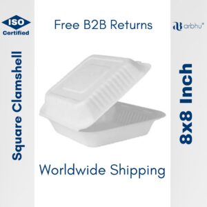 8x8 inch bagasse clamshell- 250pieces (25×10)