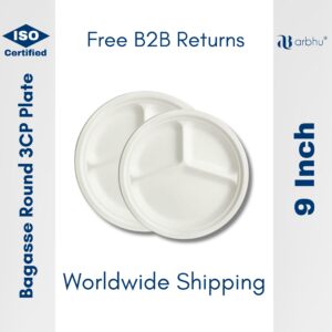 9 Inch Bagasse Round Plate 3CP - 500 pieces (25×20)