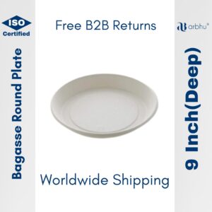 9 Inch Bagasse Round Plate Deep - 500 pieces (25×20)