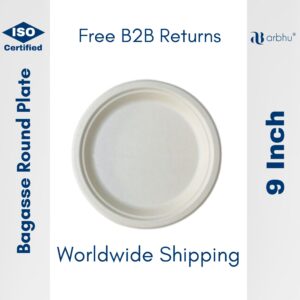 9 Inch Bagasse Round Plate - 500 pieces (25×20)