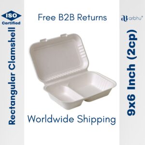 9x6 inch bagasse clamshell 2CP- 500pieces (25×20)