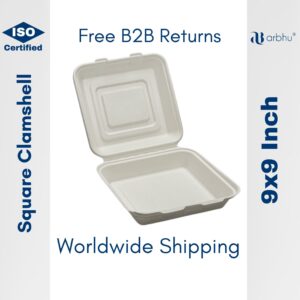 9x9 inch bagasse clamshell- 500pieces (25×20)