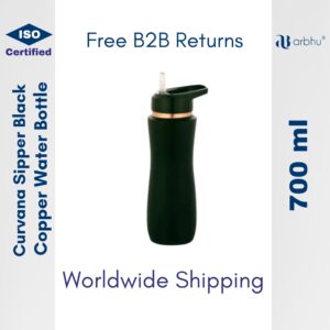 700ml Curvana Sipper Black Copper Water Bottle - 32pieces (1×32)