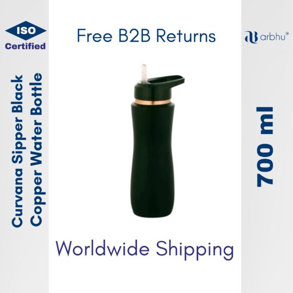 700ml Curvana Sipper Black Copper Water Bottle - 32pieces (1×32)