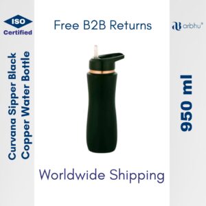 950ml Curvana Sipper Black Copper Water Bottle - 32pieces (1×32)
