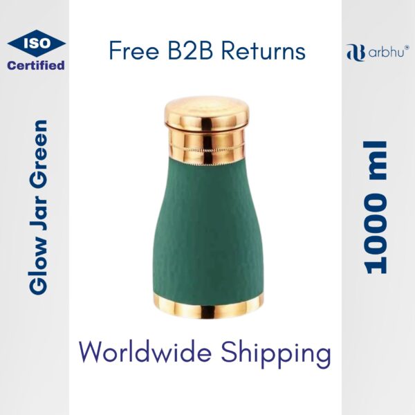 1000ml GlowJar Green Copper Water Bottle - 32pieces (1×32)