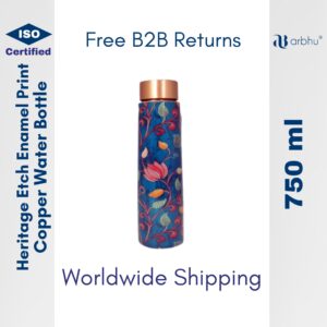 750ml Heritage Etch Enamel Print Copper Water Bottle - 32pieces (1×32)
