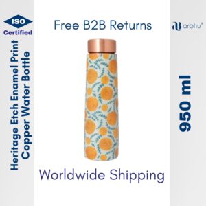 950ml Heritage Etch Enamel Print Copper Water Bottle - 32pieces (1×32)