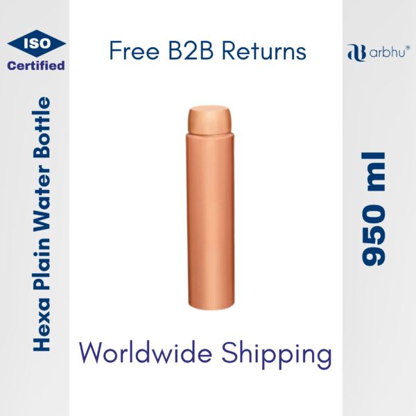 950ml HEXA Plain Copper Water Bottle - 32pieces (1×32)