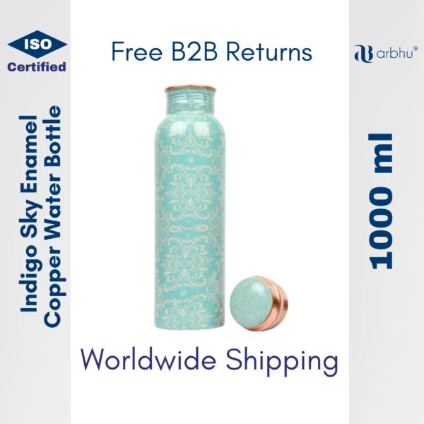 1000ml Indigo Sky Enamel Print Copper Water Bottle - 32pieces (1×32)