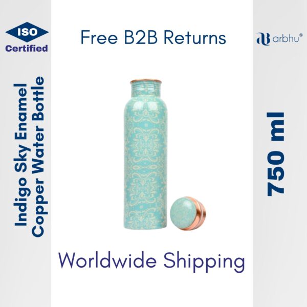 750ml Indigo Sky Enamel Print Copper Water Bottle - 32pieces (1×32)