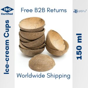 150ml Matt polish coconut shell ice cream cups- 75 pieces (1×75)