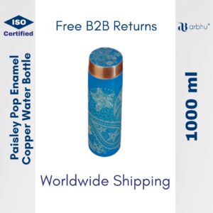 1000ml Paisley Pop Enamel Print Copper Water Bottle - 32pieces (1×32)