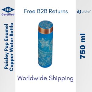 750ml Paisley Pop Enamel Print Copper Water Bottle - 32pieces (1×32)