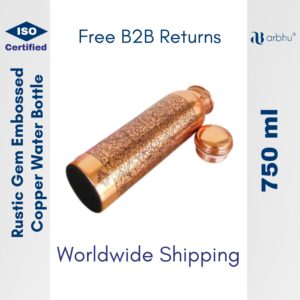 750ml Rustic Gem Embossed Copper Water Bottle - 32pieces (1×32)
