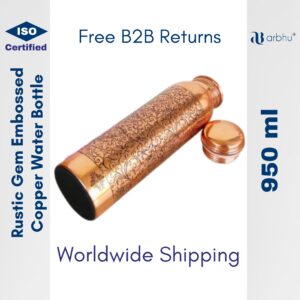 950ml Rustic Gem Embossed Copper Water Bottle - 32pieces (1×32)
