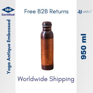 950ml YOGA Antique Embossed Copper Water Bottle - 32pieces (1×32)