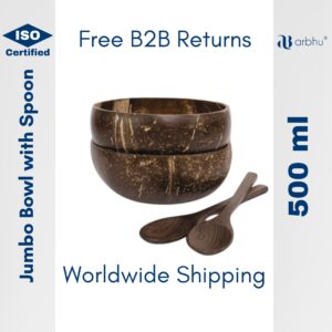 500ml Coconut shell Jumbo bowl with spoon- 24pieces (1×24)