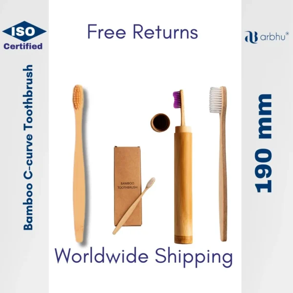 190 mm C curve bamboo toothbrush brush