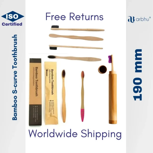 190 mm S curve bamboo toothbrush