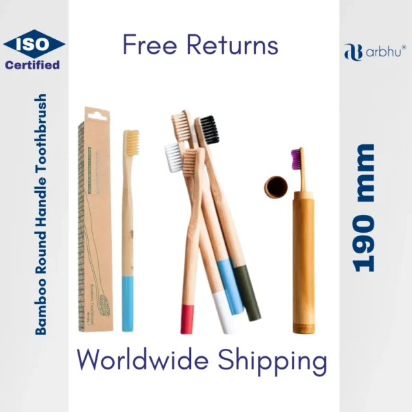 190 mm Round bamboo toothbrush