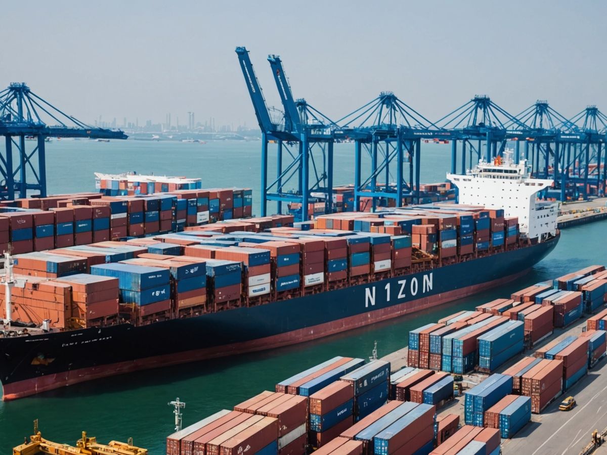 Cargo ship at port with containers