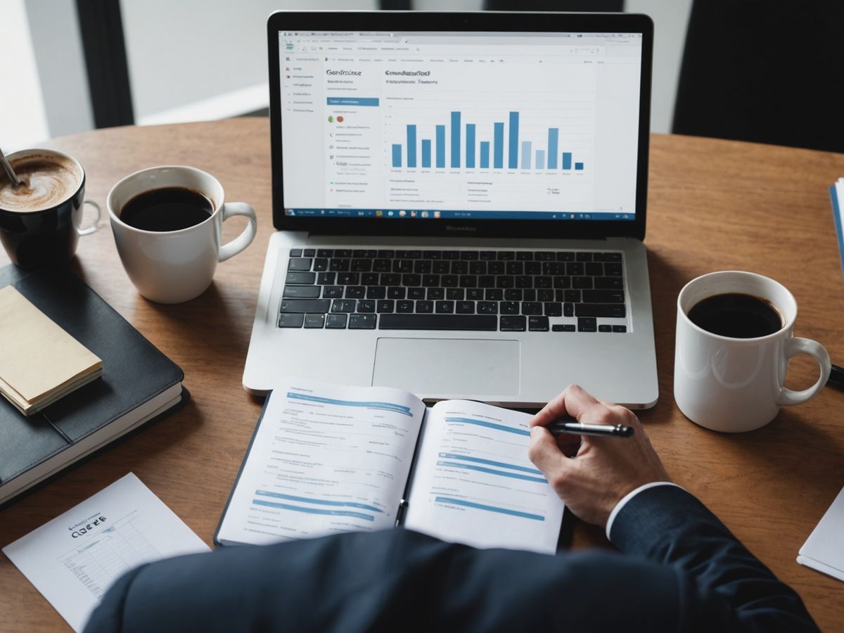 Professional managing documents at desk